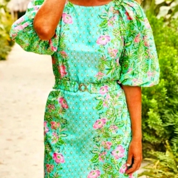 Lilly Pulitzer Size XL Barbara Sleeved Dress Oh Diamond Girl Engineered - Picture 11 of 11